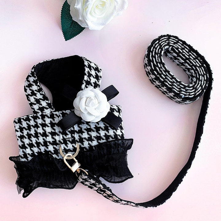 Pet Harness Dress and Leash Set Cute Elegant Dog Clothes Puppy Harnesses Vest for Big Bow Cat Clothes Leash Lead Small Dogs Puppy Leash