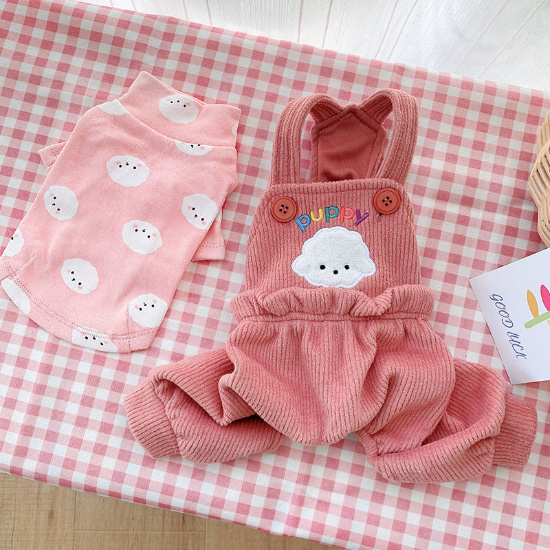 Puppy Jumpsuit Inner Sweater Dog Clothes Puppy Clothes Cat Clothes Four-legged Pet Clothes Bichon Yorkshire Pomeranian Small Dog Fall Winter