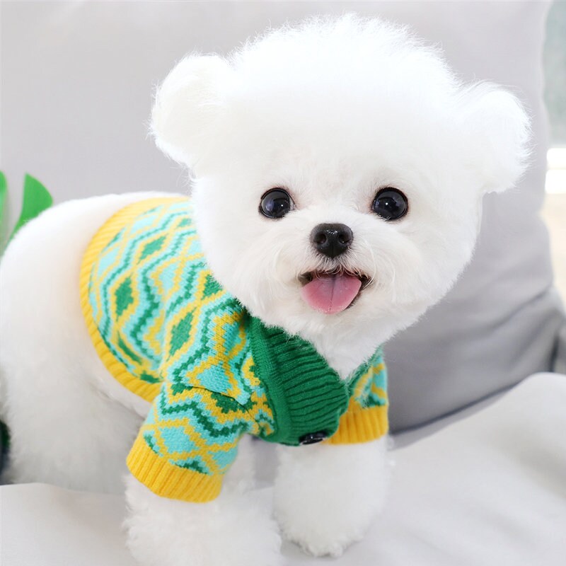 Button Front Knitted Sweater for Cat Dog Stylish Pet Clothes Cute Knitwear Pet Clothing Winter Warm Outfits for Puppy in Autumn Winter