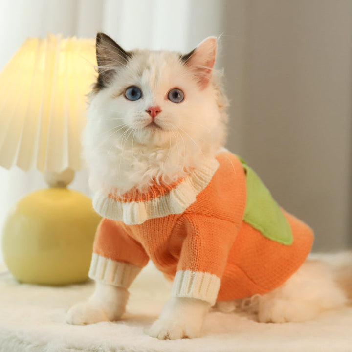 pet floral sweater warm knitwear cat clothes