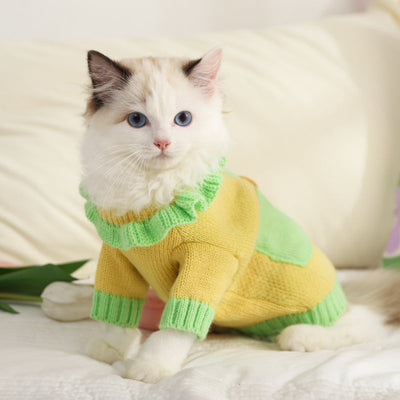 pet floral sweater warm knitwear for cat