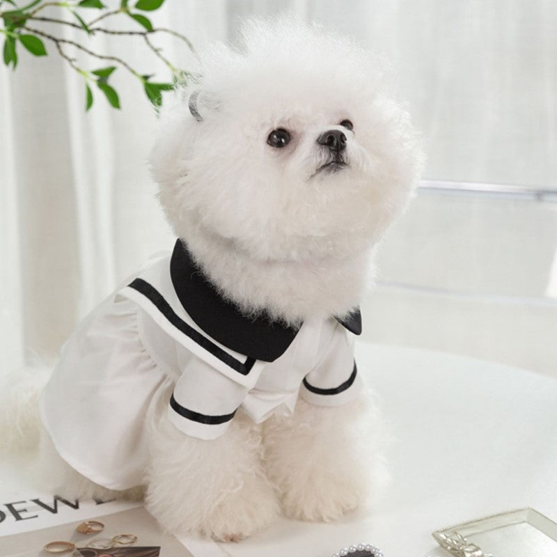 pet uniform dress dog clothes white