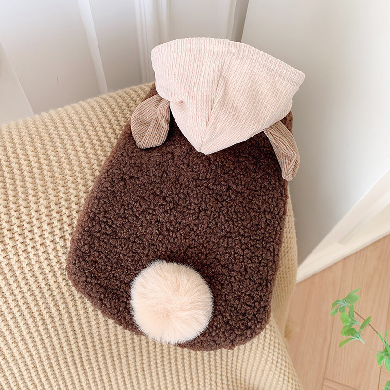 pom pet jacket hoodie sweater dog brown clothes