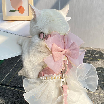 adorable princess style cat harness 