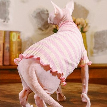 Ruffle Stripes Sweater Sphynx Cat Cotton Clothes