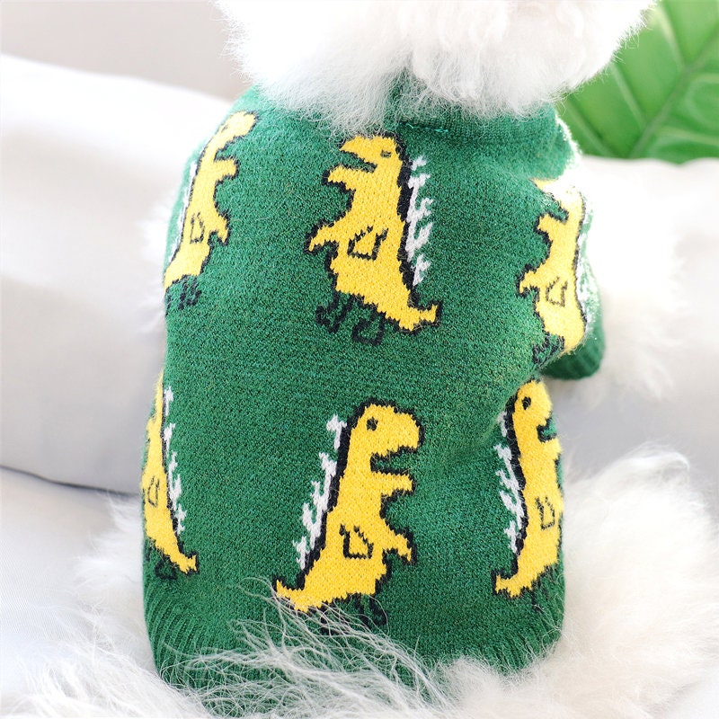 Dinosaur Button Front Knitted Sweater for Cat Dog Stylish Pet Clothes Cute Knitwear Pet Clothing Winter Warm Outfits for Puppy Autumn Winter