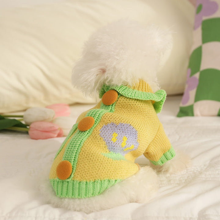 small dog floral sweatshirt warm knitwear 