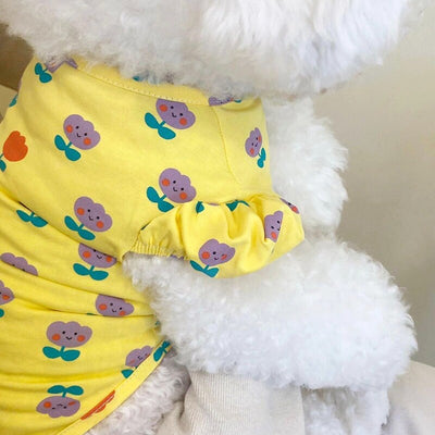 Puff Sleeve Smiley Tulip Dog Clothes