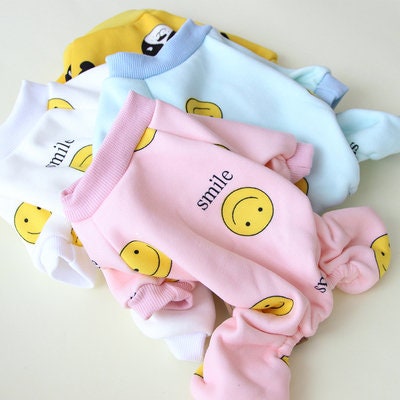 Smiley InnerFleece Dog Clothes Puppy Clothes Cat Clothes Four-legged Pet Clothes Bichon Yorkshire Pomeranian Small Dog Teddy Dog Fall Winter