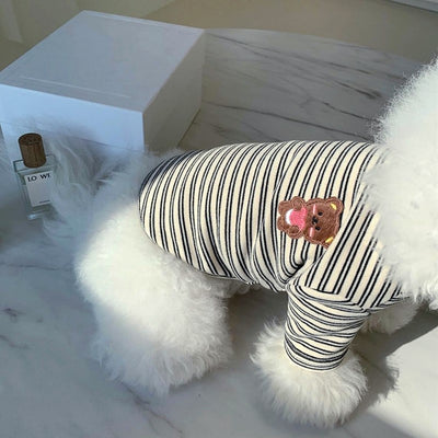 Soft Teddy Bear Stripes Dog Clothes Puppy Clothes Cat Clothes Pet Tops Pet Clothes Small Dog Clothes Designer Dog Clothes Gifts