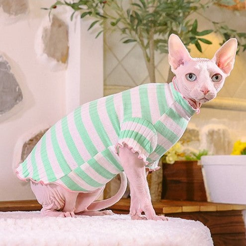 Sphynx Stripes Vintage Stripes Sphynx Hairless Cats Shirt Cotton