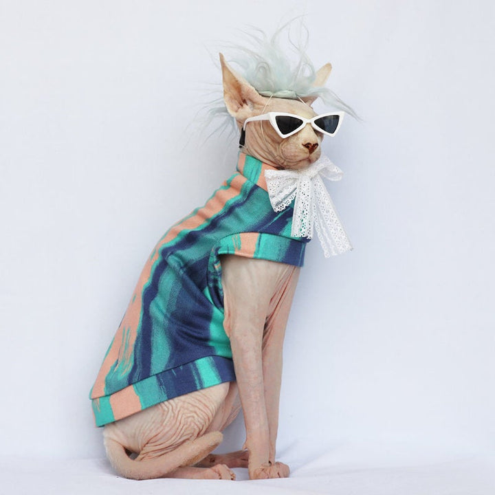 Abstract Summer Sphynx Clothes, Devon Rex, Cat Clothes, Cat Tops, Spring Sphynx Cat Clothes, Cotton, Sphynx Tee Shirts, Sphinx Clothes