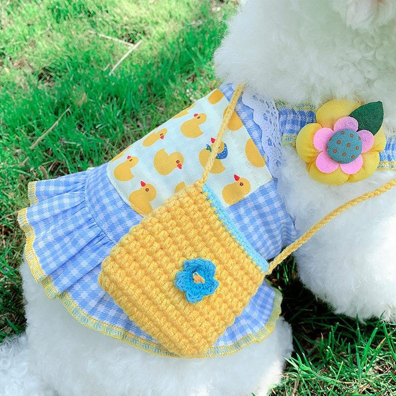 Spring Summer Sunflowers harness dog dress Spring Dog Dress puppy clothes girl,chihuahua harness,harnesses for dogs