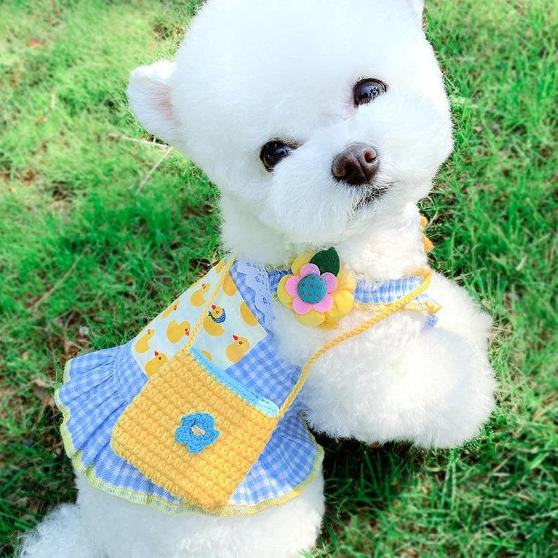 Spring Summer Sunflowers harness dog dress Spring Dog Dress puppy clothes girl,chihuahua harness,harnesses for dogs