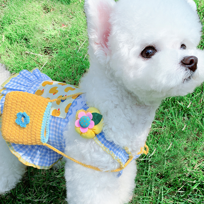 Spring Summer Sunflowers harness dog dress Spring Dog Dress puppy clothes girl,chihuahua harness,harnesses for dogs