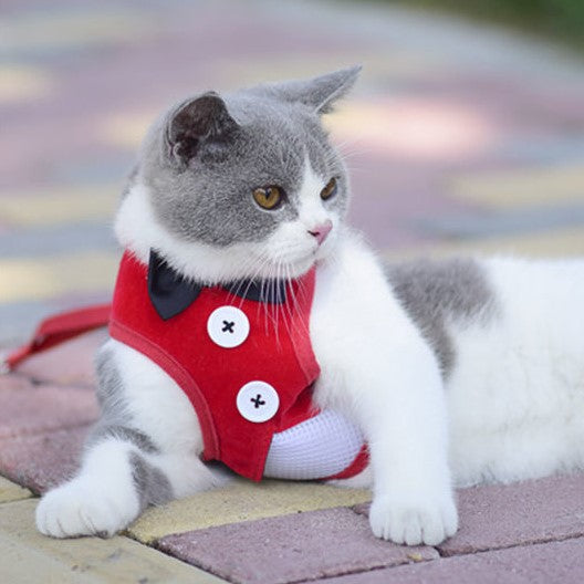 Super Lightweight Cute Cat Red Harness Leash